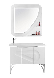 Водолей Тумба с раковиной "Арнелла Капля 100" белая, дверцы – фотография-2